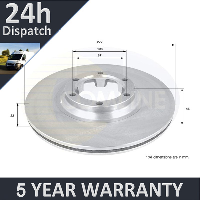 Fits Mitsubishi L200 1986-1996 L300 1986-2003 PV Front Brake Disc #1