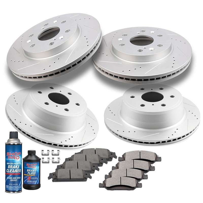 Front Rear Drilled Rotors Brake Pads for Chevrolet GMC Silverado Sierra 1500