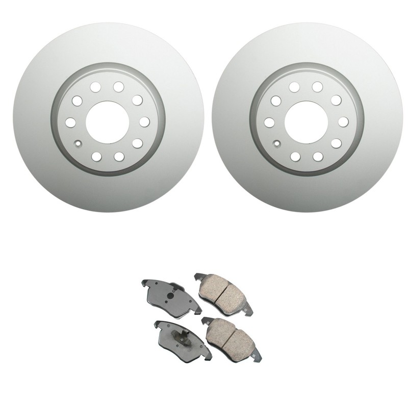 Hella Front Rotors Akebono EURO Ceramic Disc Brake Pads Kit For VW Beetle Jetta