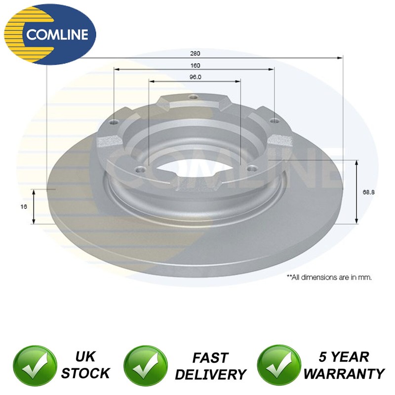 Brake Disc Rear Comline Fits Ford Transit 2006-2018 2.2 dCi + Other Models #1