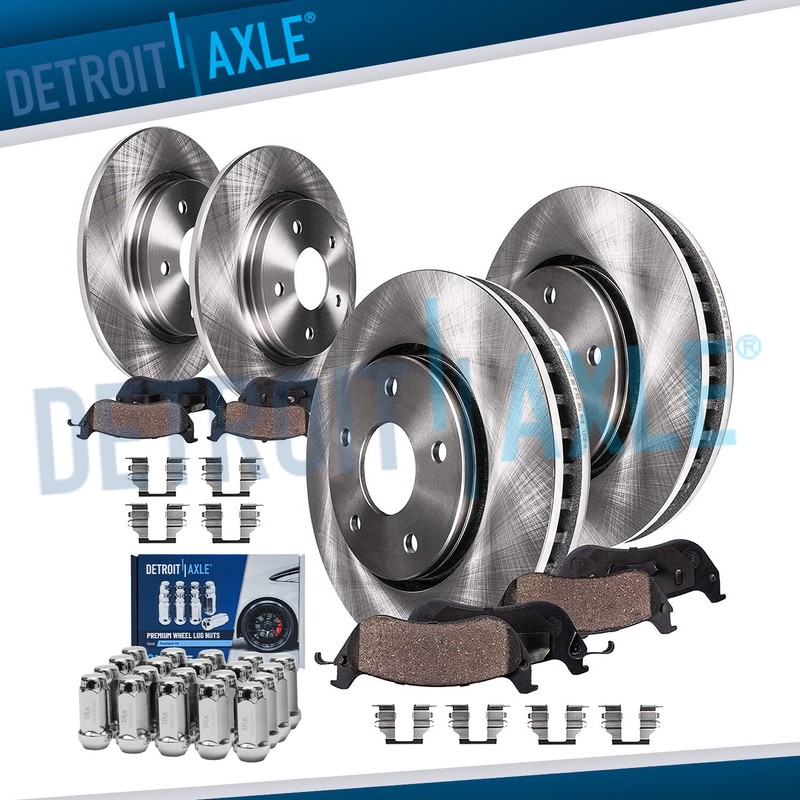 Front & Rear Disc Rotors + Brake Pads +20pc Lugnuts for Ford Taurus Flex MKT MKS