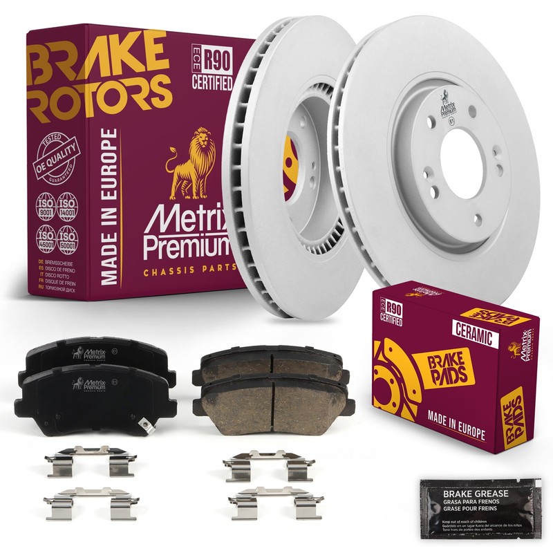 Front Brake Rotors Set + Disc Brake Pads Kit for 2016-2017 Hyundai Veloster