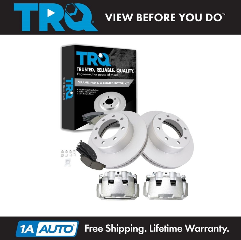 TRQ Front Brake Calipers Ceramic Pads & Rotors Fits 2012 Ram 1500