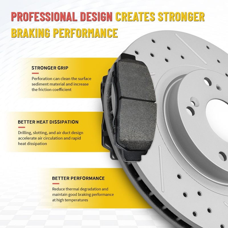 Front Drilled Brake Rotors Ceramic Brake Pad For Ford Edge Lincoln MKX 2007-2015 gallery
