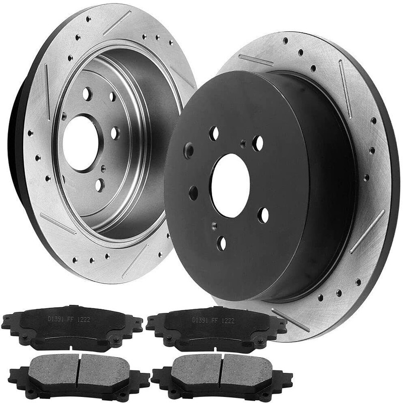 Front & Rear Brake Rotors 4Pcs + 8Pcs Brake Pads for 2010-15 Lexus RX350 RX450h gallery