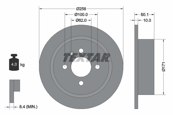 Textar 92019200 Brake Disc for BMW