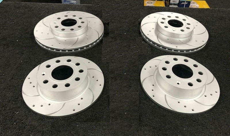FOR SEAT LEON 2.0 FR TFSI TDI TSI FRONT REAR DRILLED GROOVED BRAKE DISCS SET