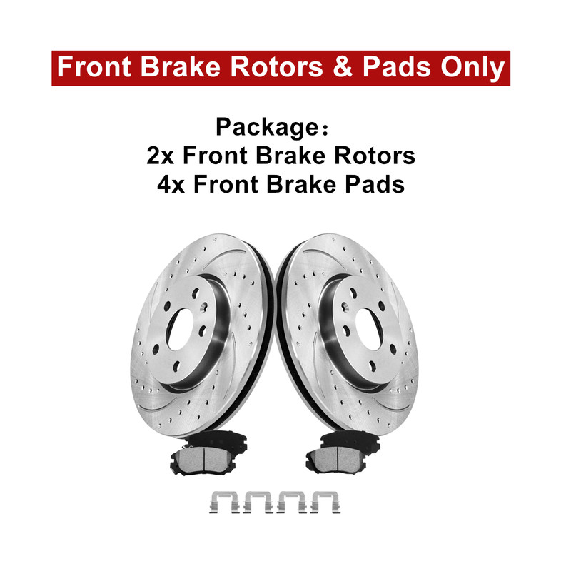 Front Rear Drill Disc Brake Rotors Pads for Chevy Equinox GMC Terrain 2010-2017