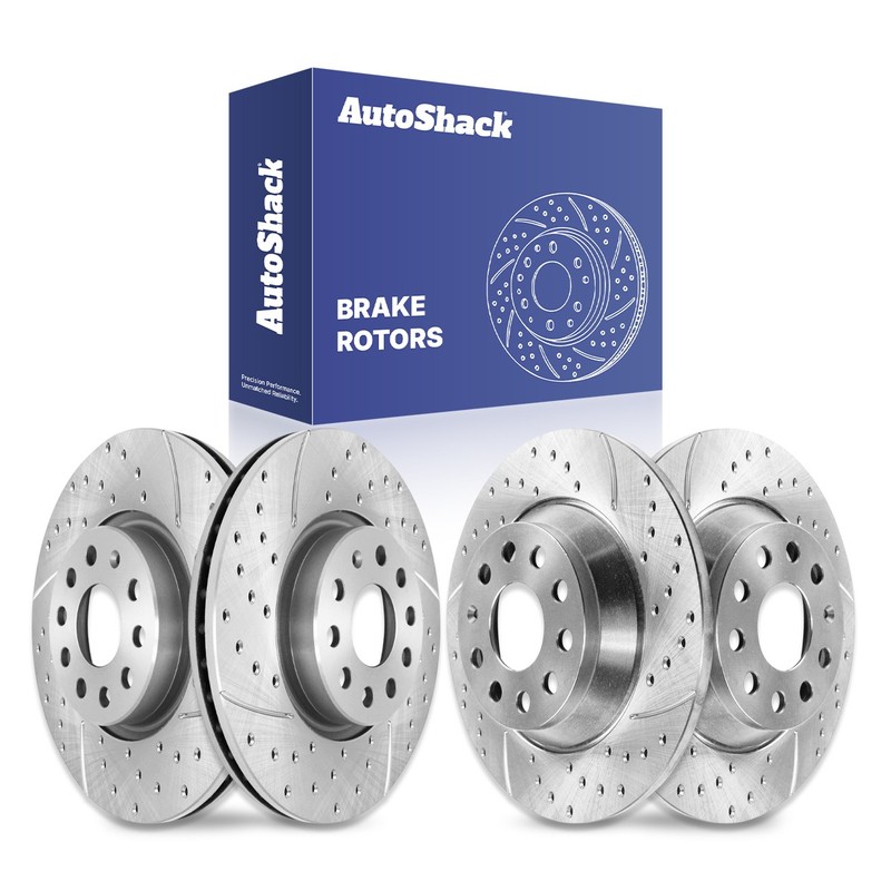 Front Rear Drilled Slotted Brake Rotors for Volkswagen, Jetta 2019-2025