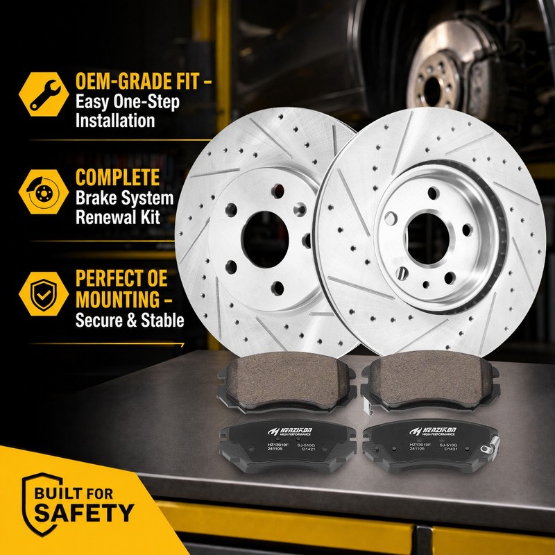 Front Rear Drilled Rotors Brake Pads for 2010-2017 GMC Terrain Chevy Equinox gallery