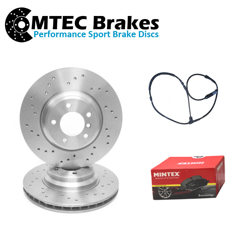 BMW F10 F11 520 525D front perforated brake discs 330mm Mintex + wear sensor