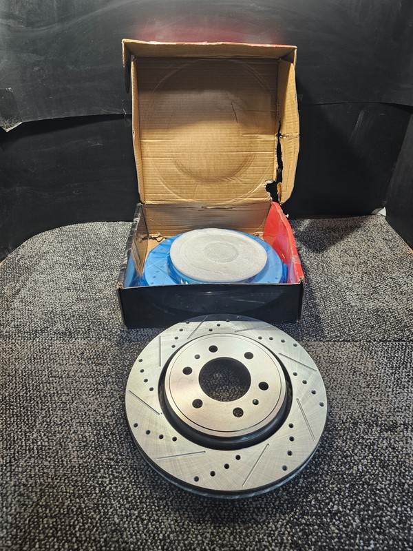 (QTY 2) A-Premium BRS54153 Disc Brake Rotor Front Drilled & Slotted Zinc Plated