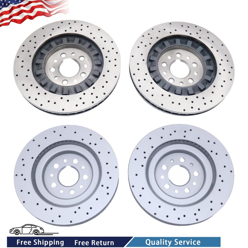 4PCS Front Rear 2PC Drilled Vented Rotors Fit Maserati Ghibli Quattroporte 17+ gallery
