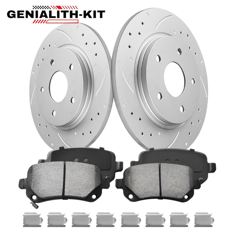 305mm Rear Drilled Rotors Ceramic Brake Pads for Chrysler Town & Country Journey