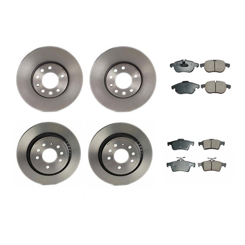 Akebono Euro Brake Kit Front 285mm Rear 292mm Disc Rotors Pads for Saab 9-3 FWD