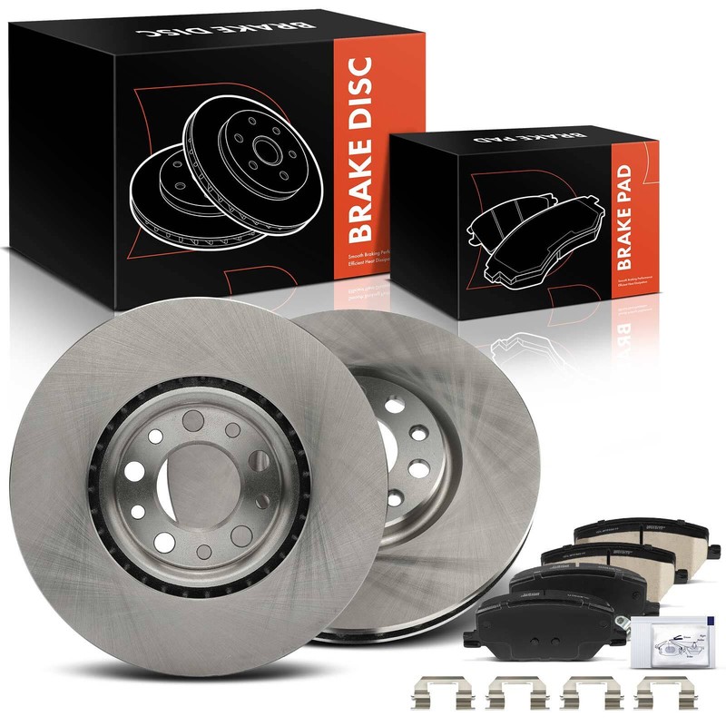 Front Side Disc Brake Rotors + Brake Pads for Jeep Compass 2017-2022 Renegade