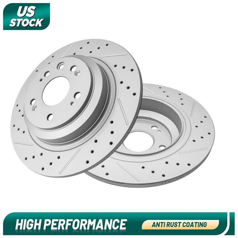 2pcs Rear Drilled Slotted Disc Brake Rotors For Acura TL 2009 2010 2011 – 2014