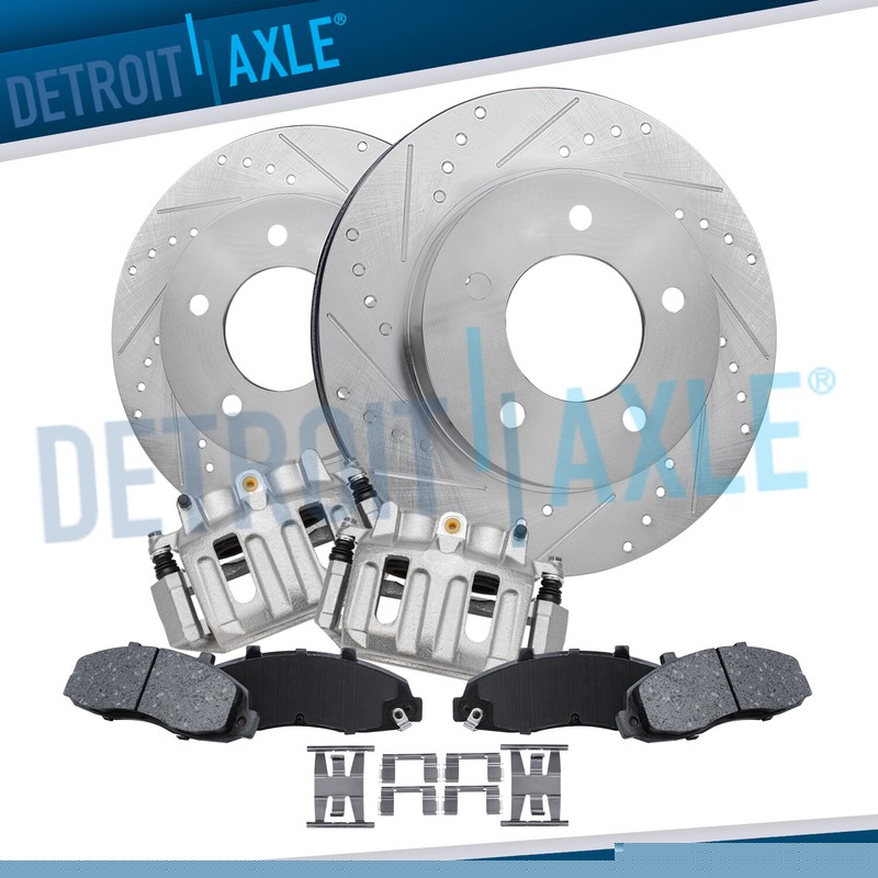 4WD Front Drilled Rotors & Calipers Ceramic Brake Pads for 1997-2003 Ford F-150