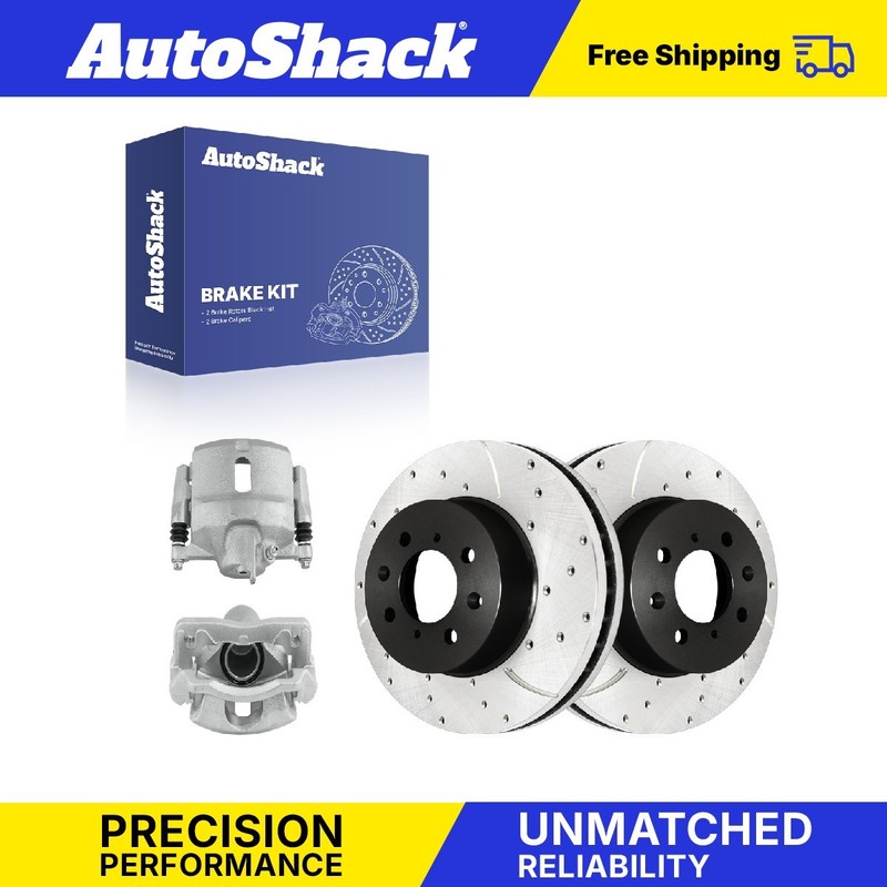 Front Drilled Slotted Brake Rotors Calipers for Honda, Civic 1996-2005