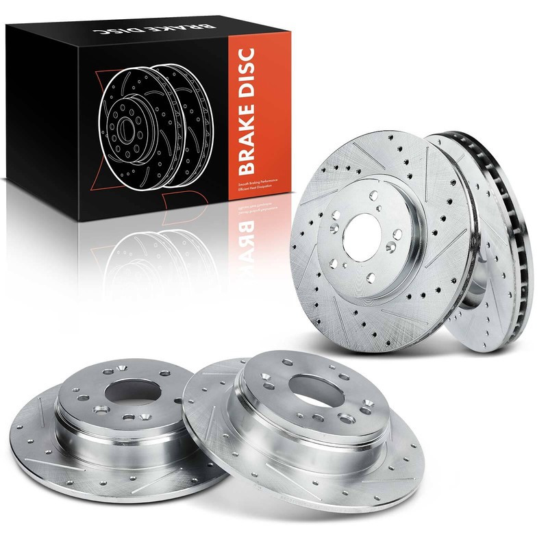 4x Front & Rear Left & Right Drilled Brake Rotors for Acura TL 2004-2008 3.2L
