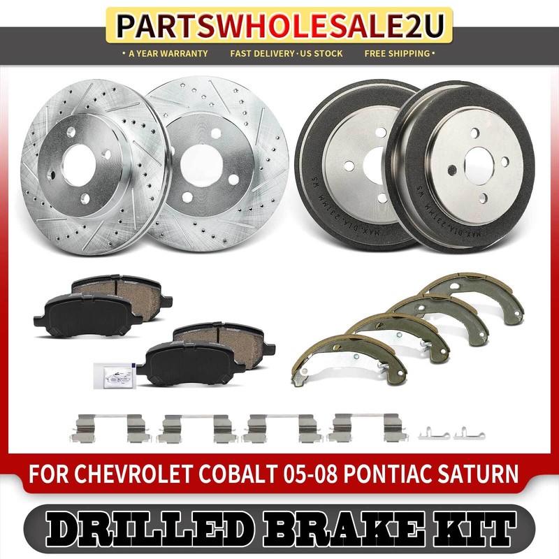 12x Front & Rear Drilled Brake Rotors & Ceramic Brake Pads for Chevrolet Saturn