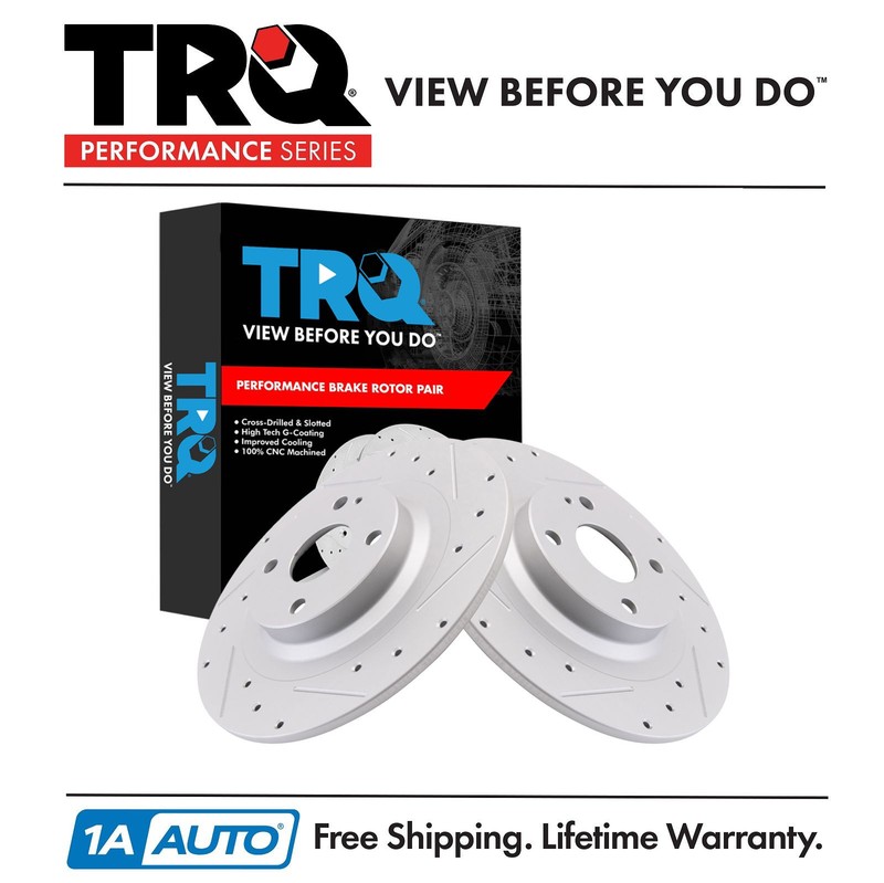 TRQ Performance Rear Brake Rotors Set Premium G-Coated Slotted Fits Fiat Mazda