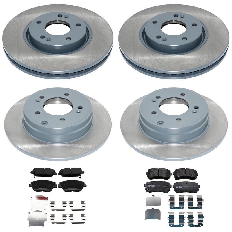 DuraGo Front Rear Brake Rotors TRW Ceramic Pad Kit for Sonata 2.4 L4 FHEV FWD 15