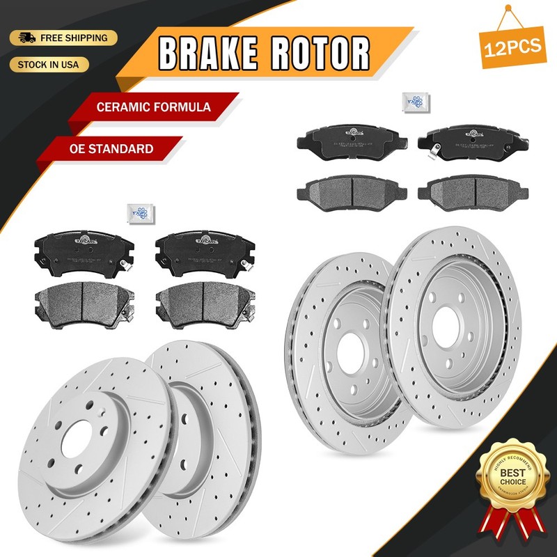 Front & Rear Disc Brake Rotors Ceramic Pads Set for Chevy Camaro LS LT 2010-2015
