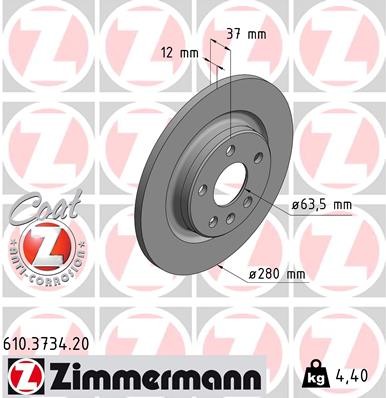 Zimmermann 610.3734.20 Brake Disc for Volvo, Volvo Asia