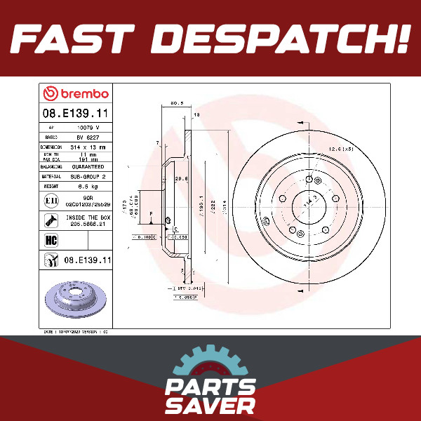 2x Brake Discs Pair Solid fits HYUNDAI GENESIS 2.0 Rear 08 to 14 G4KF 314mm Set