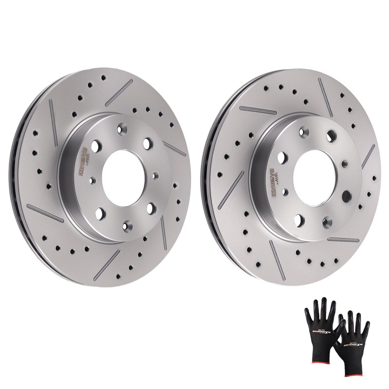 Front Dirver & Passenger Side Brake Rotors for Honda Civic/CRX/Civic Del Sol