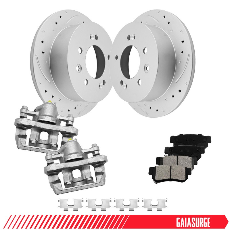 Rear Disc Brake Rotor & Brake Pad + Brake Caliper for 2007-2010 Hyundai Elantra