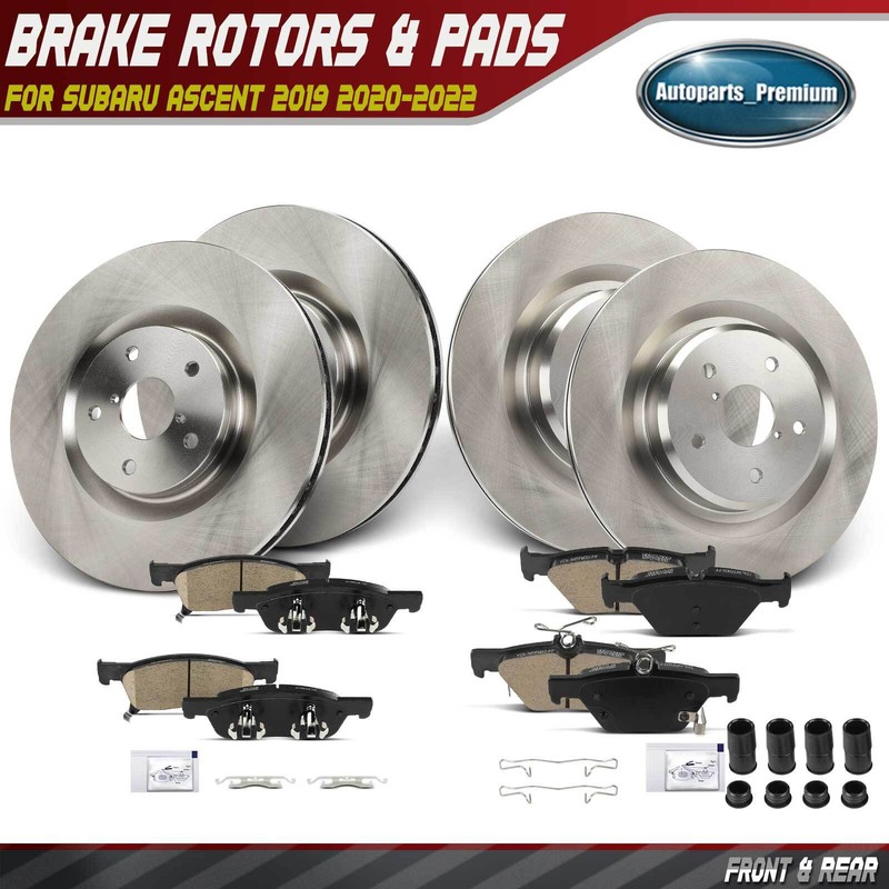 12x Front & Rear Disc Brake Rotors & Ceramic Brake Pads for Subaru Ascent 19-22