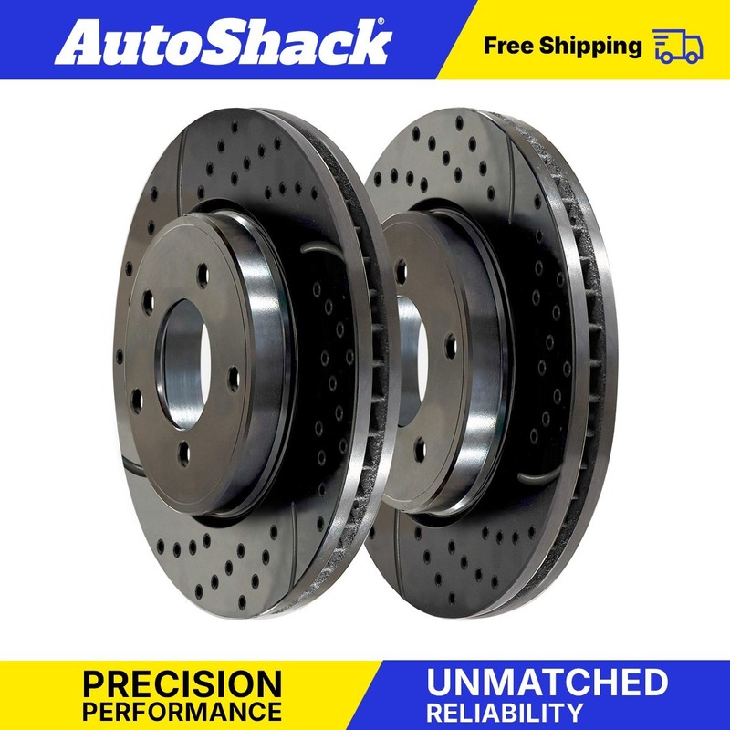 Front Drilled Coated Brake Rotors Black Pair 2 for Ford Escape Mercury Mariner