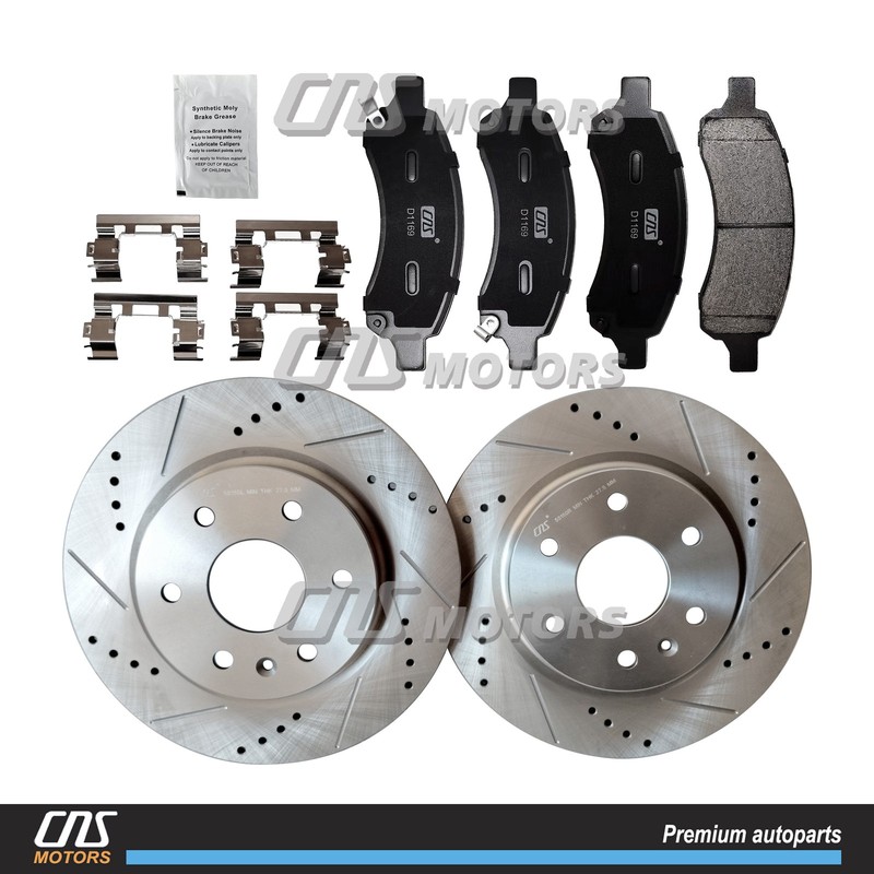 Front Drilled Rotors Brake Pads For GMC Acadia 2007-2016 Acadia Limited 2017