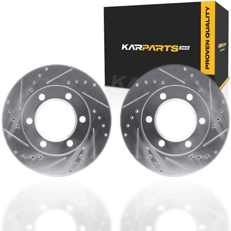 For Jeep Wagoneer 1990 Rotors | Silver | Drilled And Slotted Rotor Style