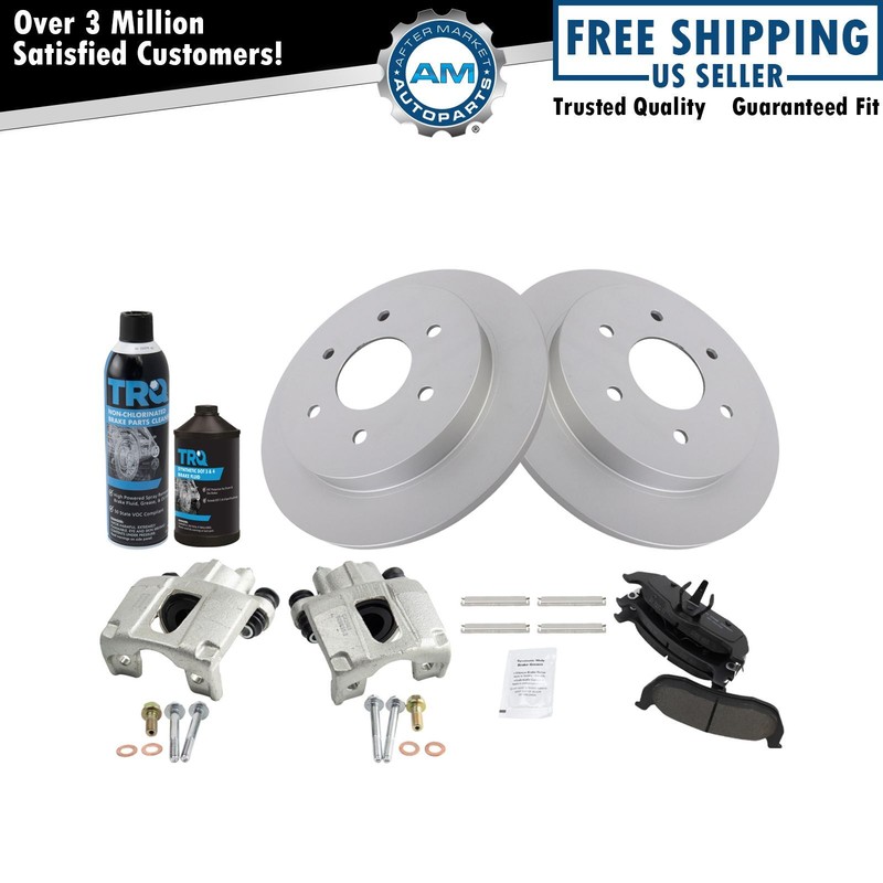 Rear Brake Calipers Ceramic Pads Rotors For 04-10 QX56 04-15 Nissan Armada Titan