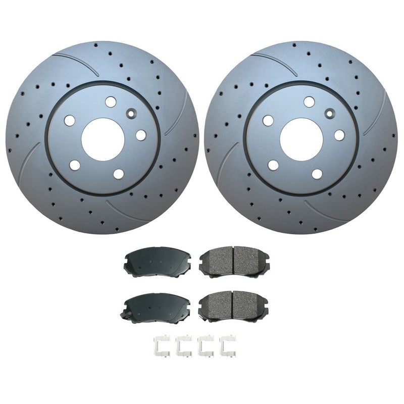 Front Brake Kit 321mm Drilled Rotors Akebono Ceramic Pad Set For Buick Chevy GMC gallery