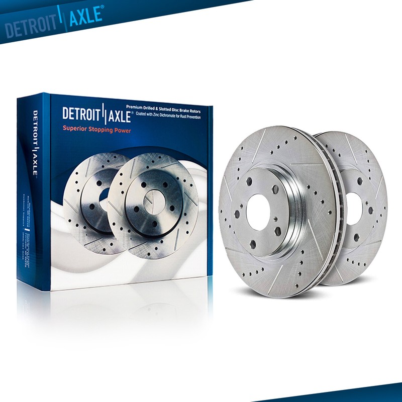 5-Lug 4WD Front Drilled Slotted Brake Rotors Set for 1997-2004 Ford F-150 4×4