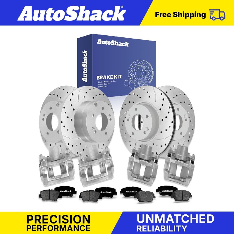 Front Rear Drilled Slotted Brake Rotors Pad Caliper for Hyundai, Sonata 11-15