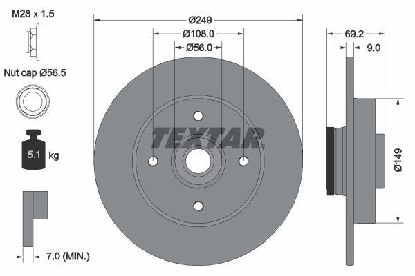 TEXTAR Brake Discs & Pads Front & Rear Braking Service Set Fits Peugeot 208 gallery