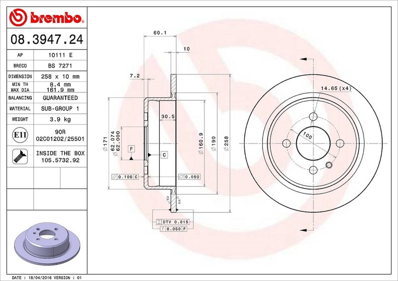Brembo 08394724C02 BRAKE ROTORS gallery