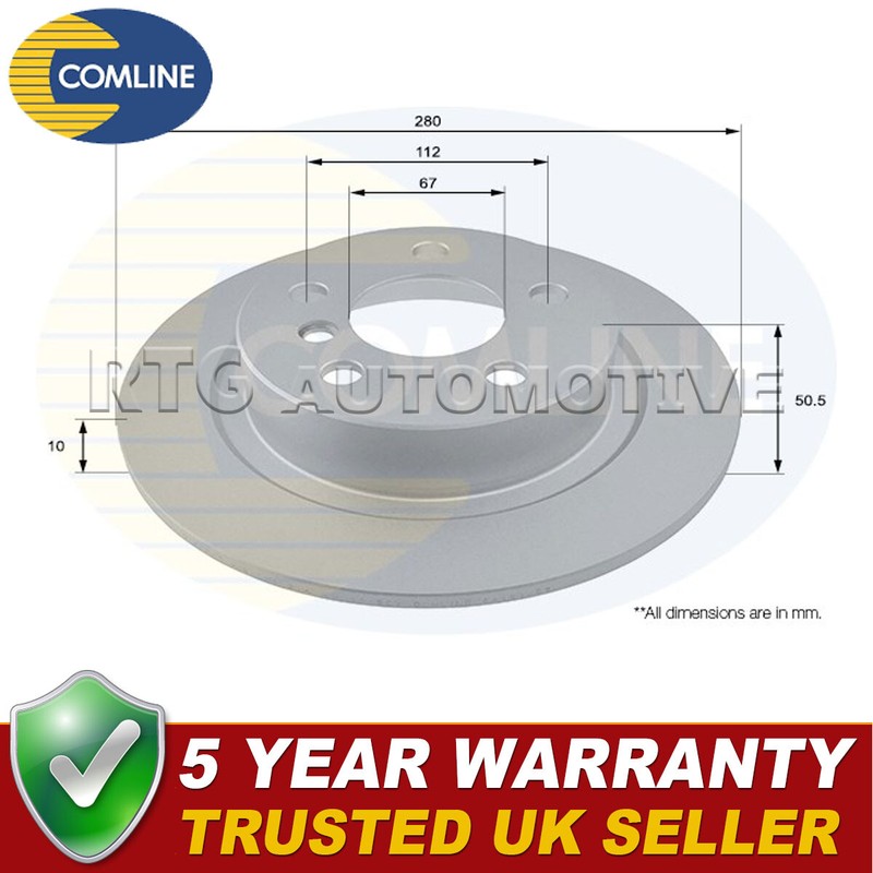 Comline Rear Brake Disc Fits Mini Clubman Countryman BMW X1 i3 #1 34216799367