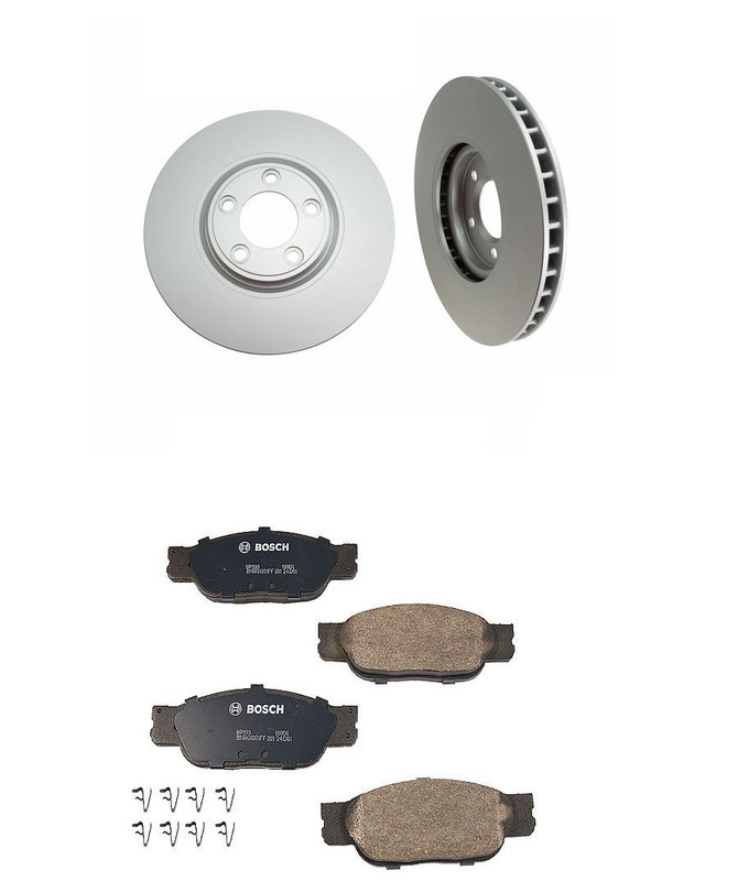 2 DuraGo FRONT Brake Disc Rotor+BOSCH Pad Set For Jaguar 2004-05 Vanden Plas xJ8
