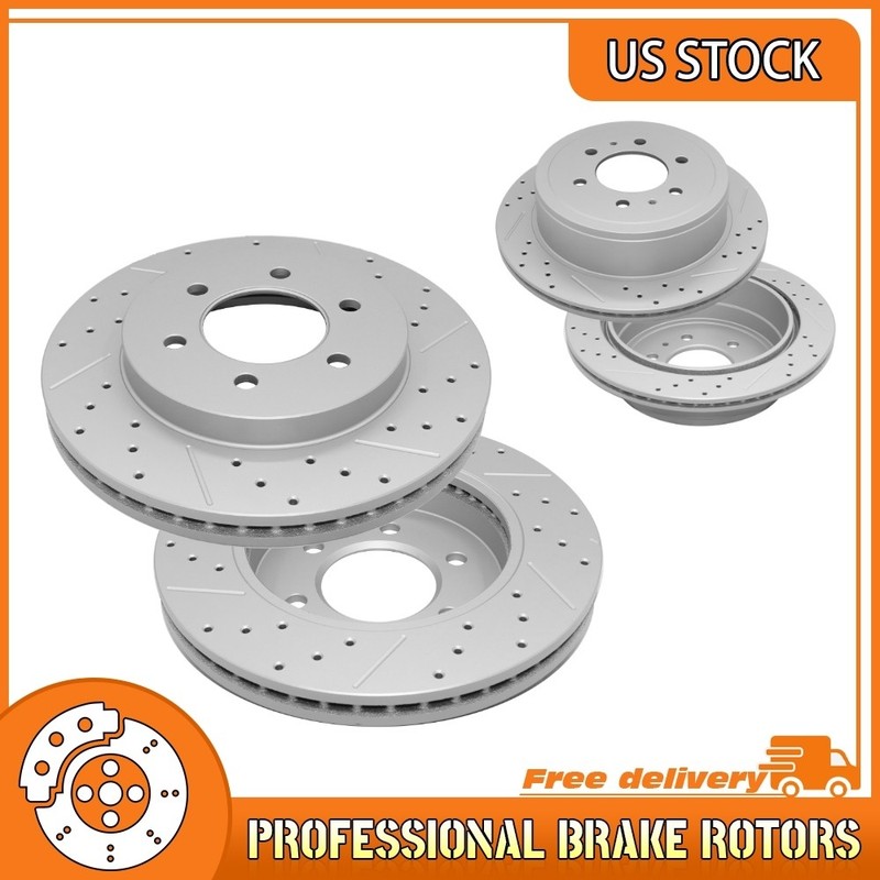 4WD Front & Rear Drilled Brake Rotors for Ford F-150 Ford Lobo Lincoln Mark LT