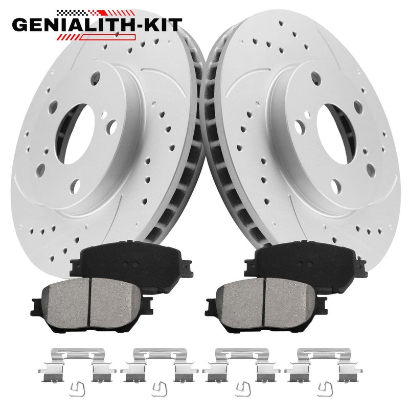 Front Drilled Rotors + Ceramic Brake Pads for 2002 2003 2004-2006 Toyota Camry