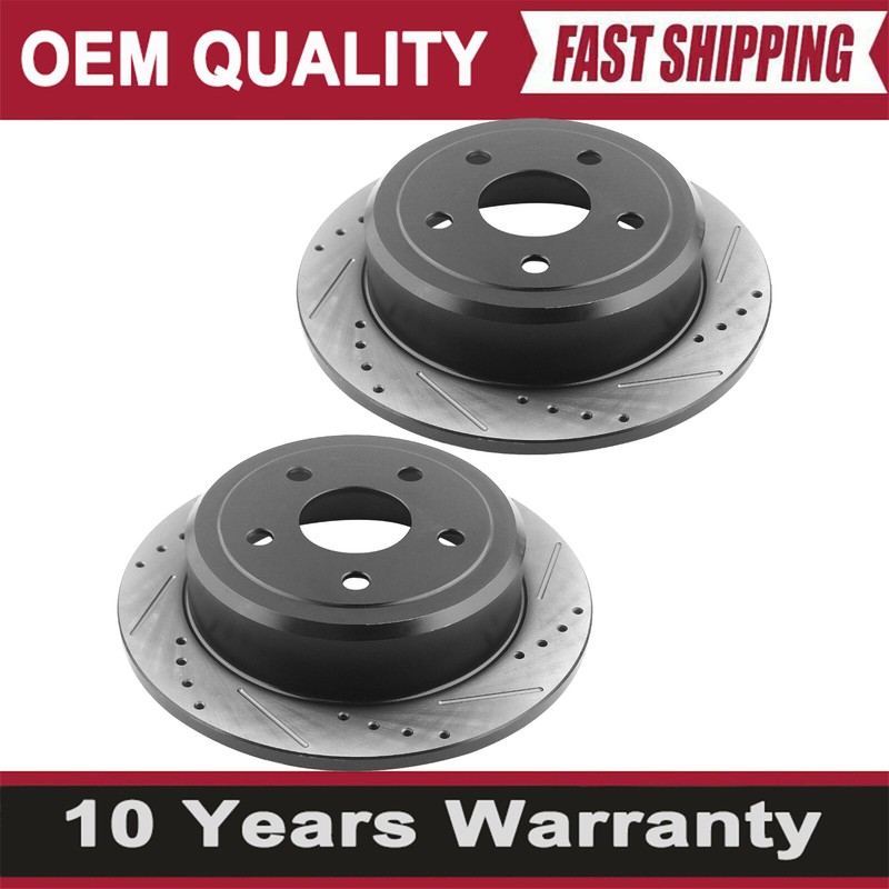 2PCS Rear Drilled Brake Rotors For 2007-2018 Jeep Wrangler 2018 Wrangler Jk