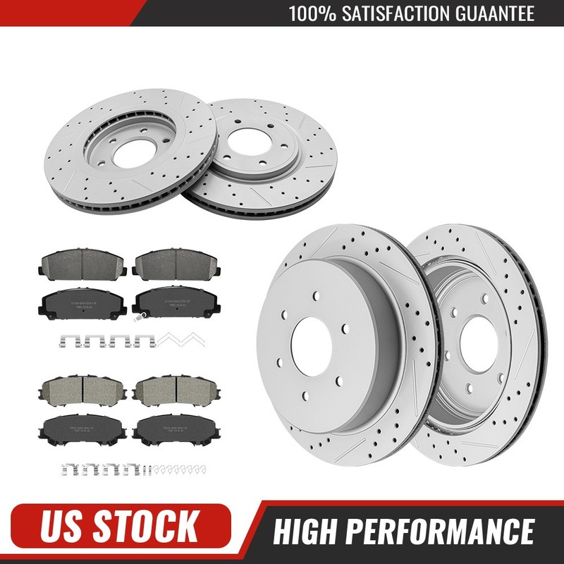 Front & Rear Disc Rotors Brake Pads Kit for 2017-2021 2022 2023 Nissan Titan