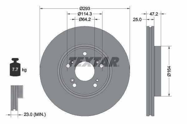 2X Textar 92353003 Coated Front Brake Discs 293mm Vented Fits Honda Civic Hr-v