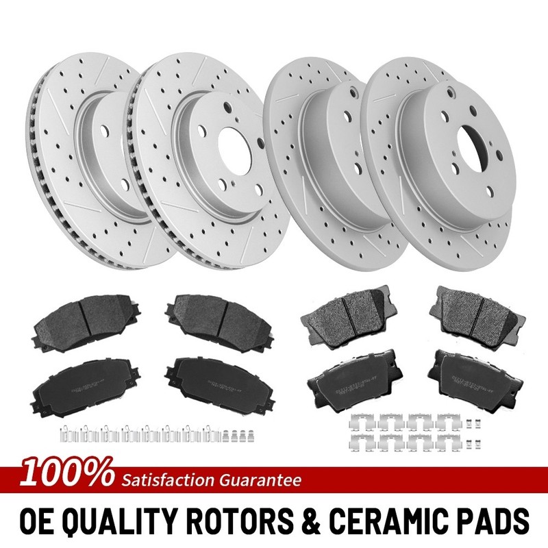 Front & Rear Drilled Brake Rotor Pad For 2006-2017 2018 Toyota RAV4 Lexus HS250H